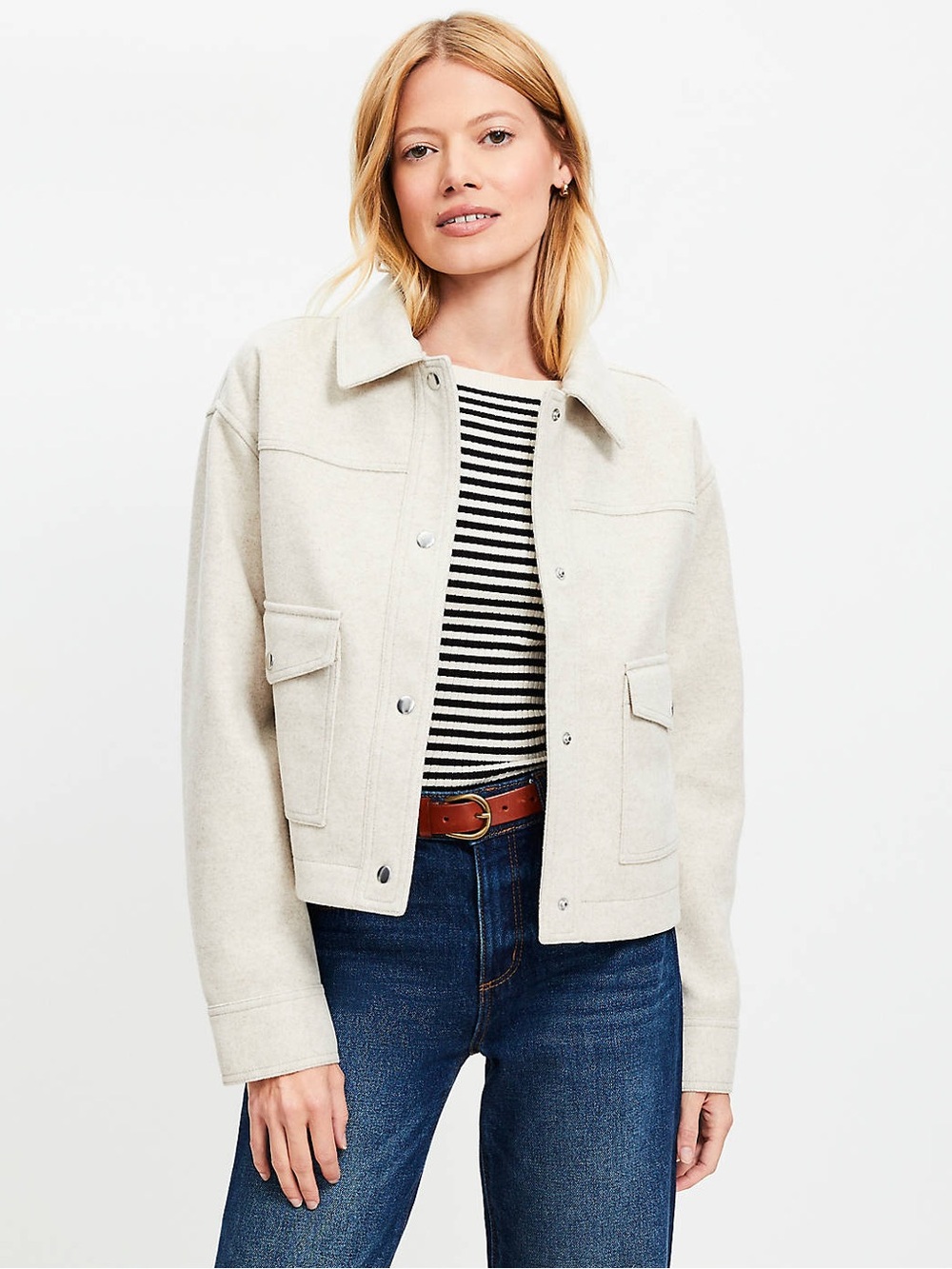 Brushed Cropped Shirt Jacket